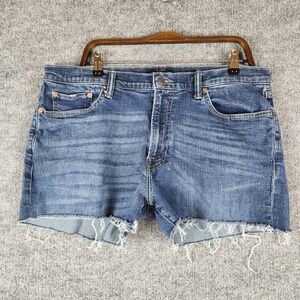 Lucky Brand Mens Denim Cut Off Shorts Medium Wash Raw Hem Size 36 Blue